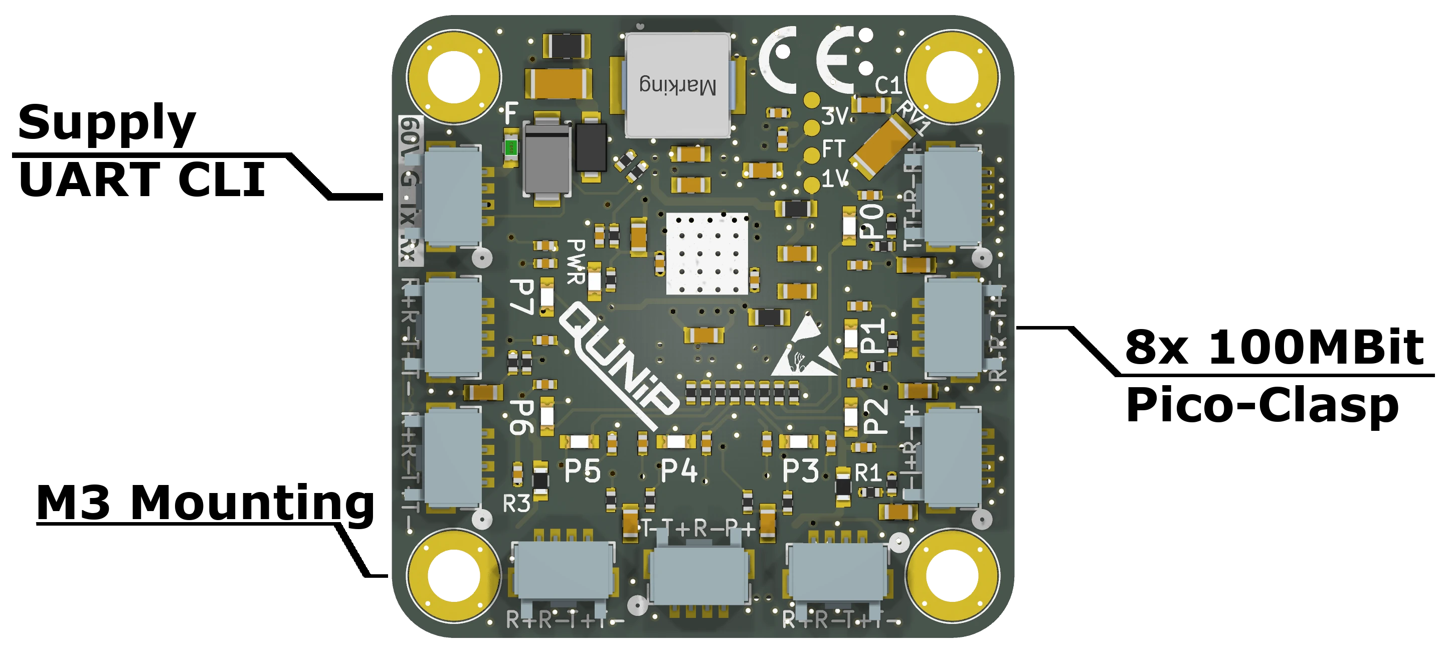 QSwitch Technical Layout and Dimensions Rendering